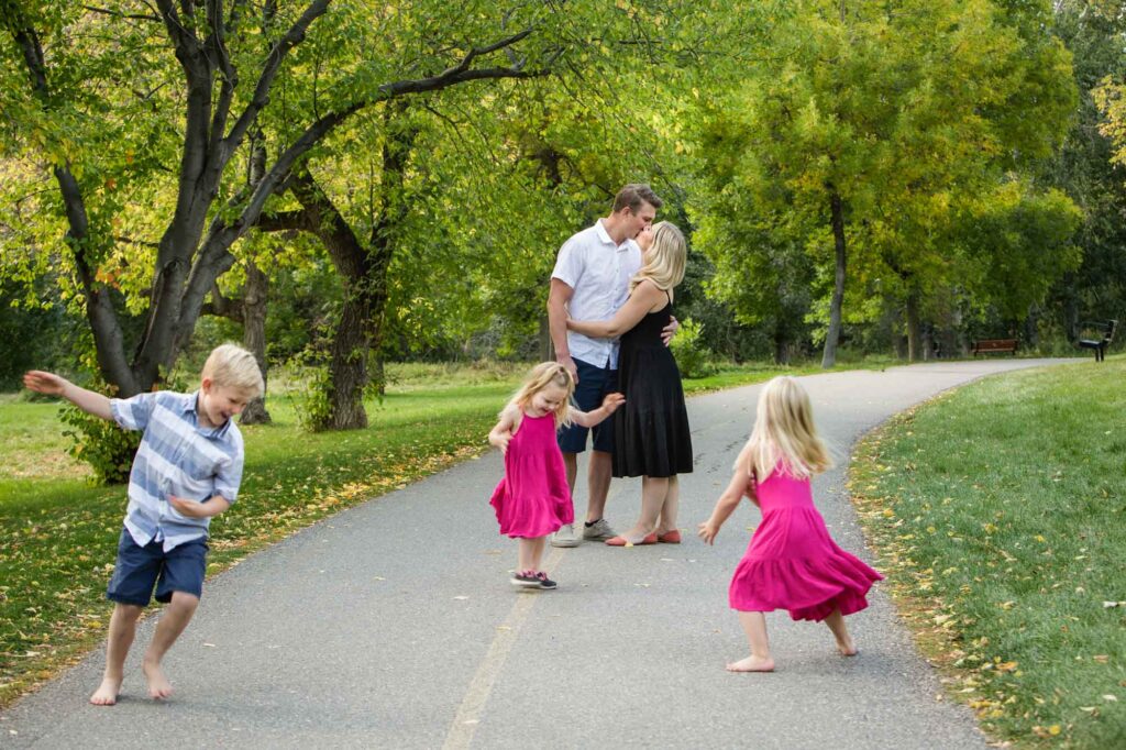 young family with three kids