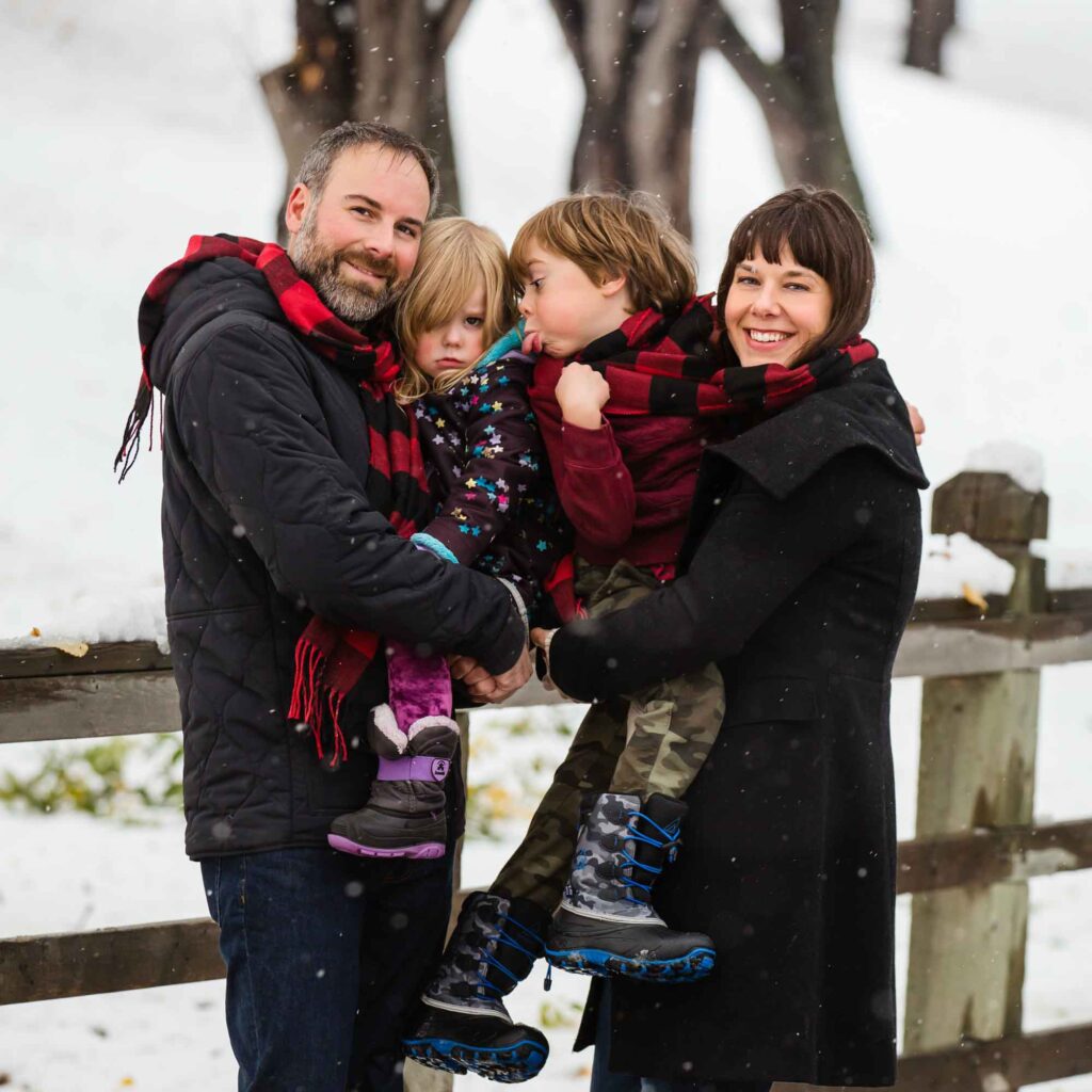 family in the snow