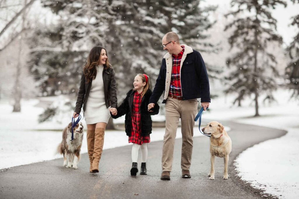 family of three in the snow-1