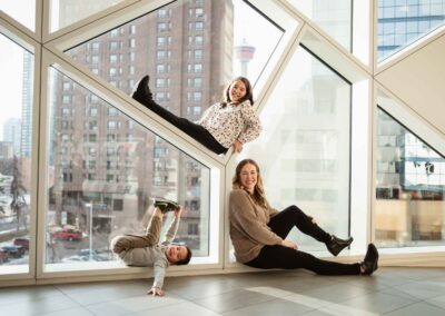 family in the windows